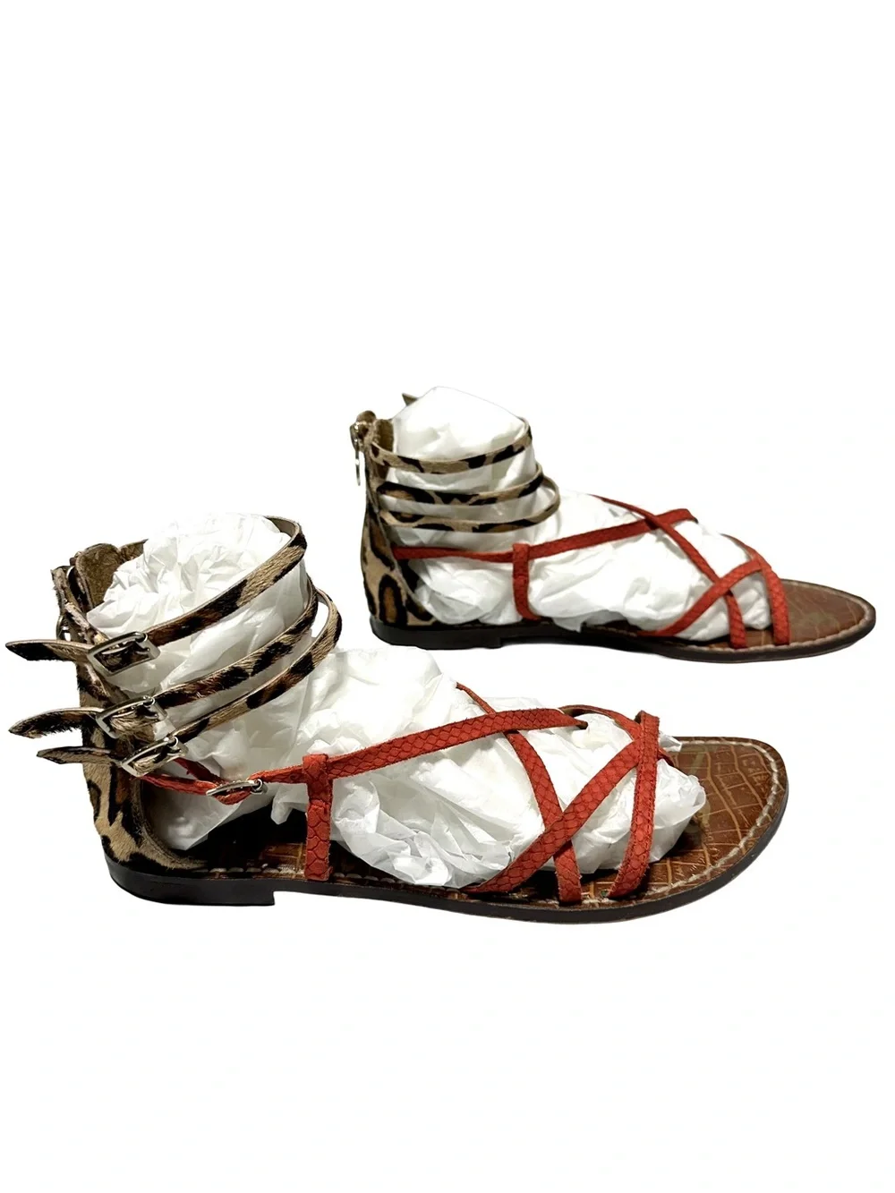 SAM EDELMAN Gable Leopard Gladiator Sandals Boho Festival Animal Print - Picture 4 of 11